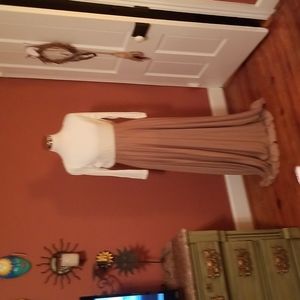 Beige and Tan, Low Back Maxi Dress